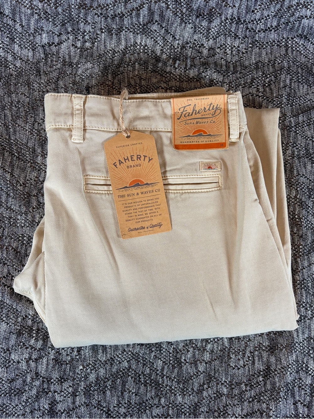 Faherty Coastline Chino Pants Men's 35 x 32 Stone